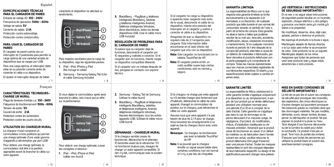 DigiPower PD-UAC502 technical specifications Español, Français 