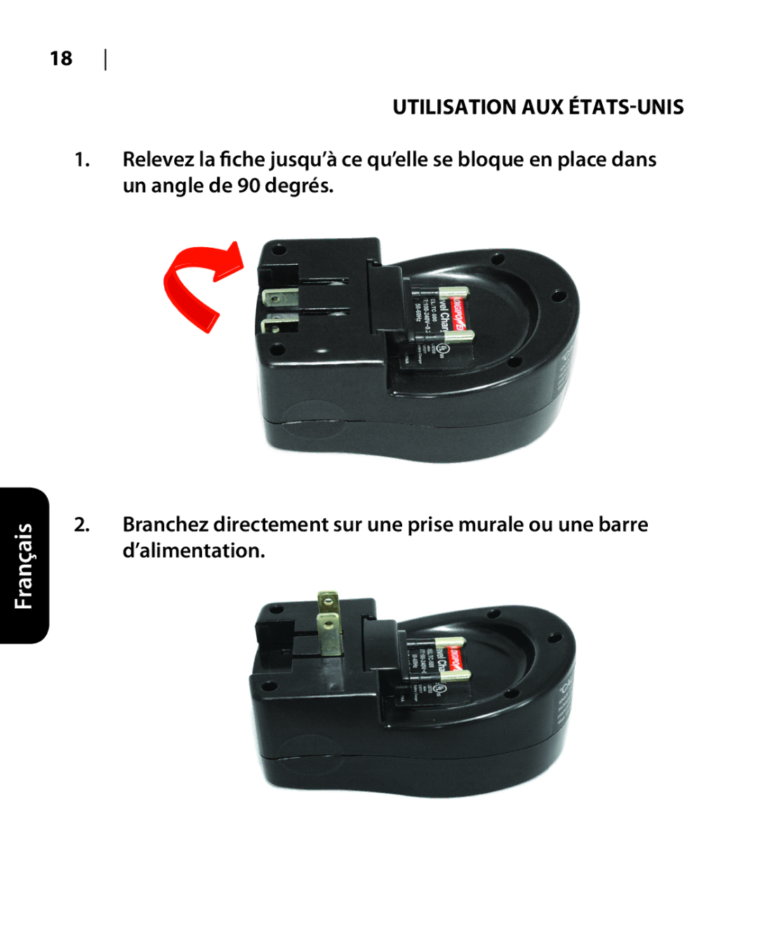 DigiPower TC-500 manual Utilisation AUX ÉTATS-UNIS 