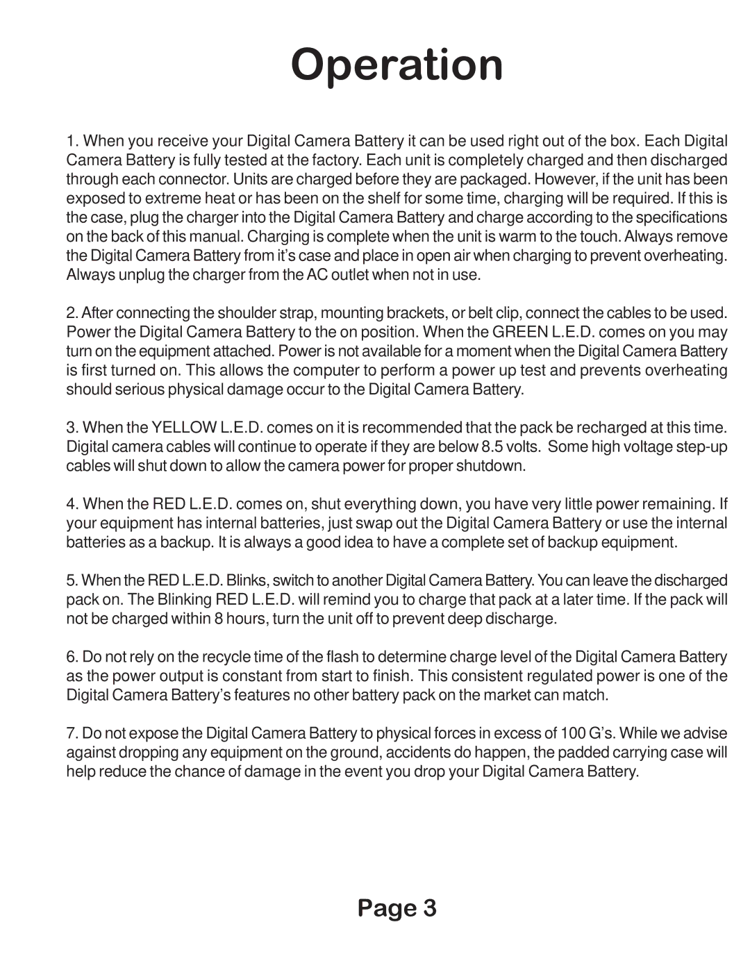 Digital Camera Battery DCB40WB manual Operation 