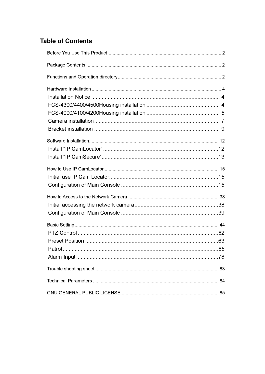 Digital Data Communications FCS-4100, FCS-4500, FCS-4300, FCS-4400, FCS-4200, FCS-4000 manual Table of Contents 