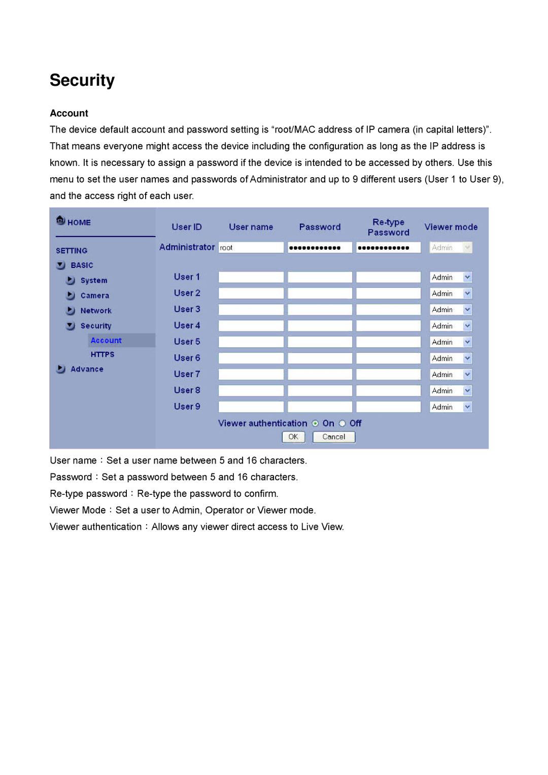 Digital Data Communications FCS-4200, FCS-4500, FCS-4300, FCS-4400, FCS-4100, FCS-4000 manual Security, Account 