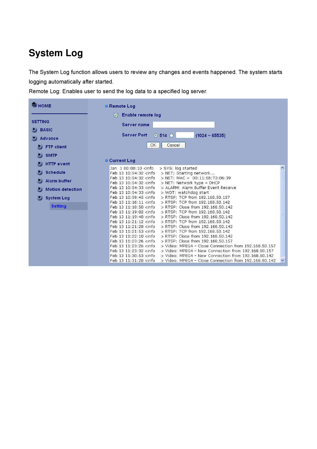 Digital Data Communications FCS-4300, FCS-4500, FCS-4400, FCS-4200, FCS-4100, FCS-4000 manual System Log 