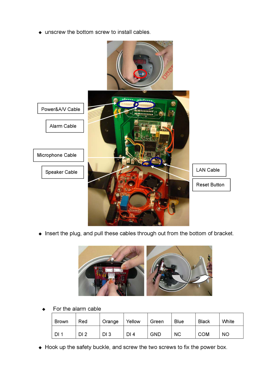 Digital Data Communications FCS-4200, FCS-4500, FCS-4300, FCS-4400, FCS-4100 ‹ unscrew the bottom screw to install cables 