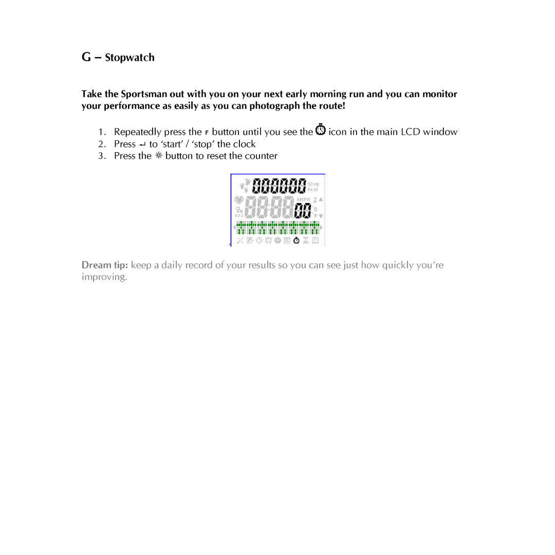 Digital Dream sportsman manual Stopwatch 