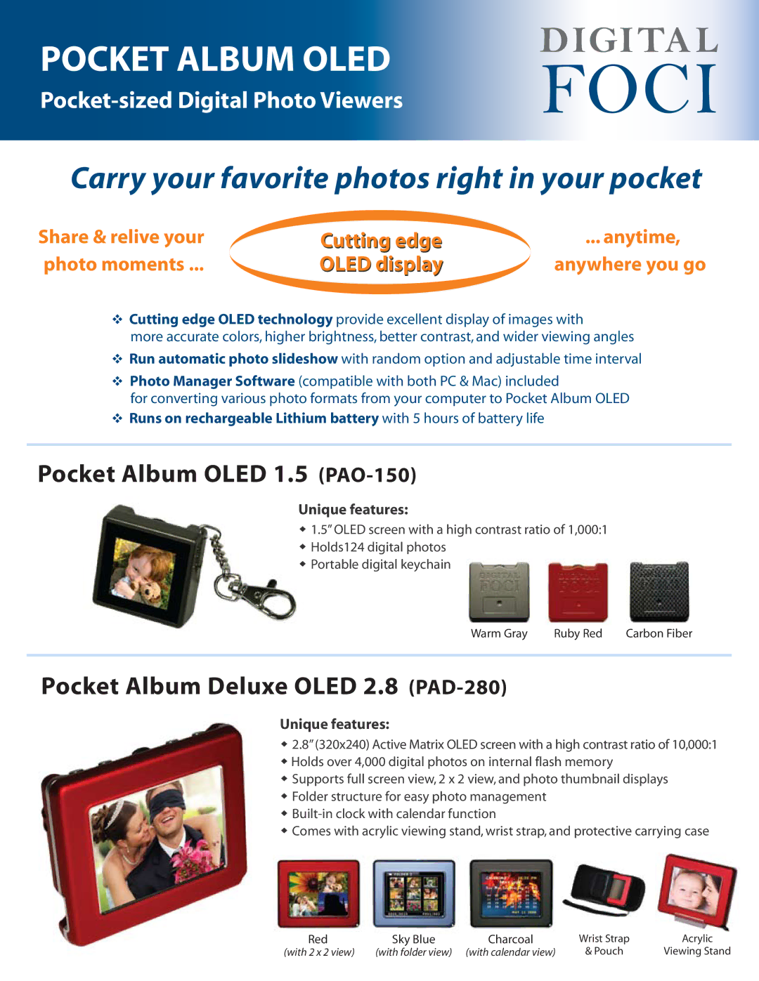 Digital Foci manual Pocket Album Oled 1.5 PAO-150, Pocket Album Deluxe Oled 2.8 PAD-280 