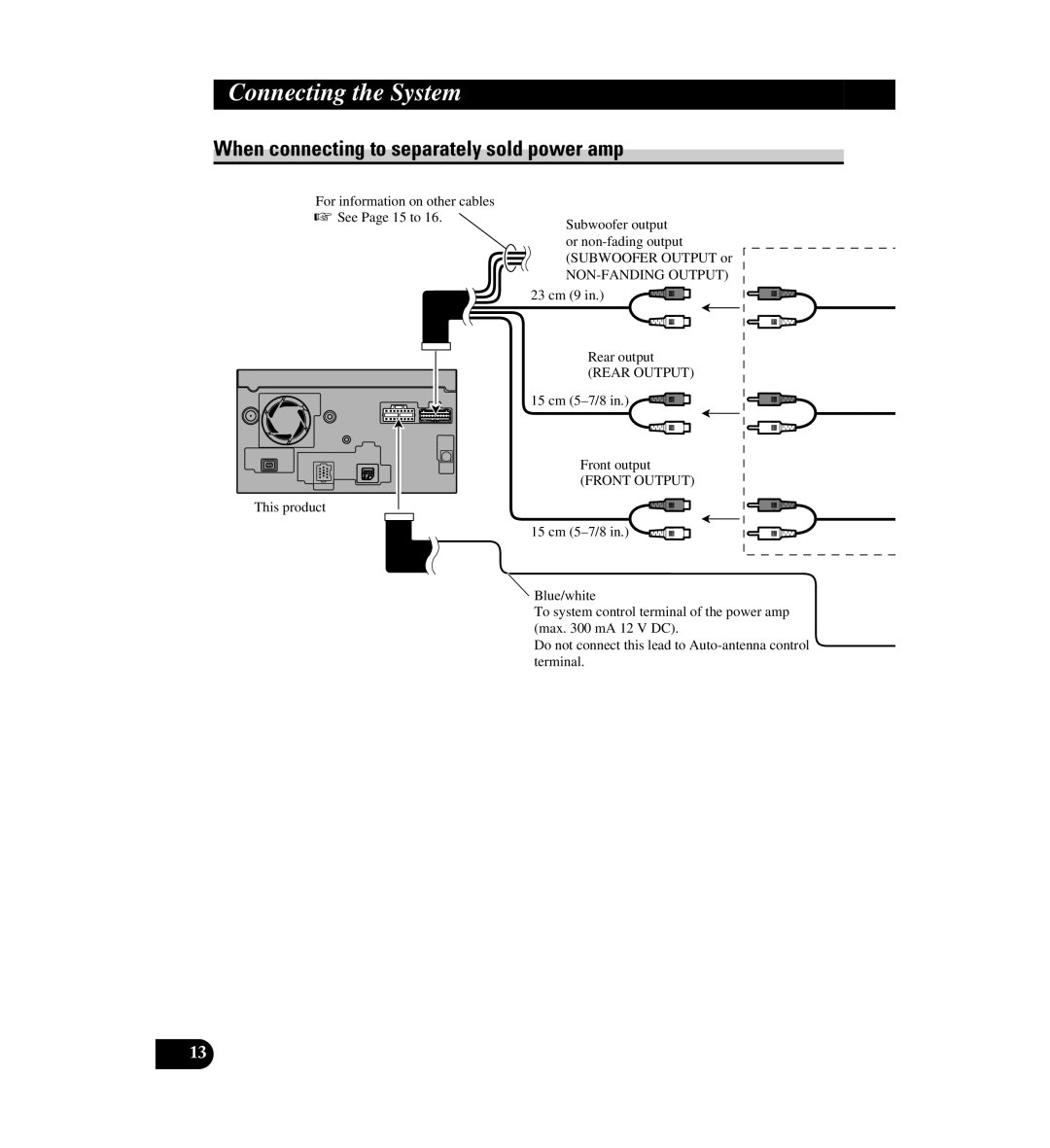 Digital Media AVIC-D1 installation manual When connecting to separately sold power amp, Front Output 