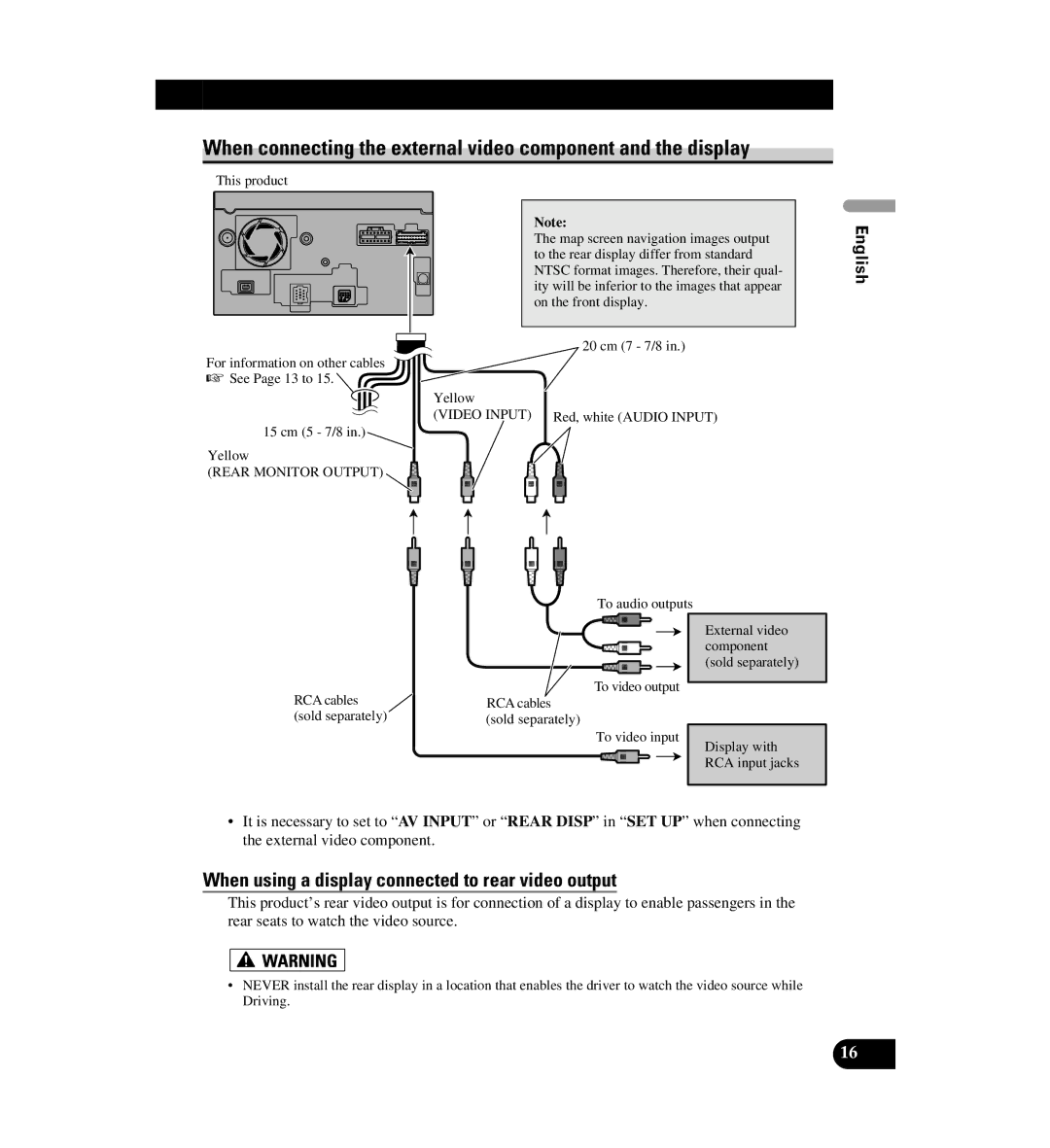 Digital Media AVIC-D1 installation manual When connecting the external video component and the display 