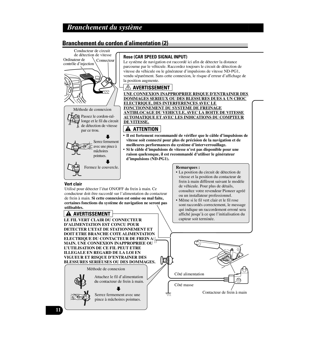 Digital Media AVIC-D1 installation manual Rose CAR Speed Signal Input 