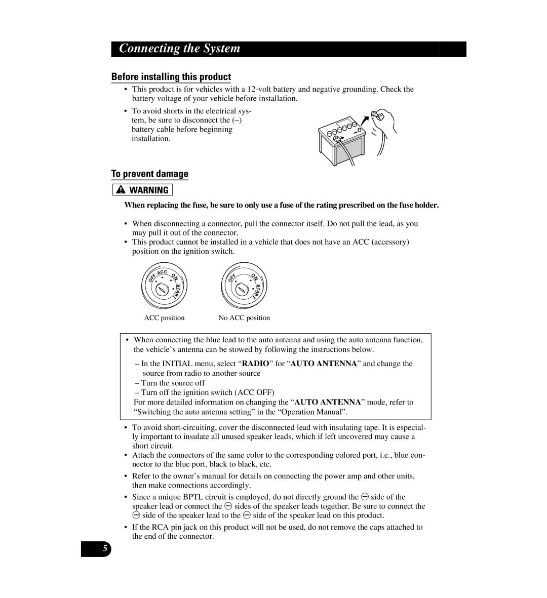 Digital Media AVIC-D1 installation manual Before installing this product, To prevent damage 