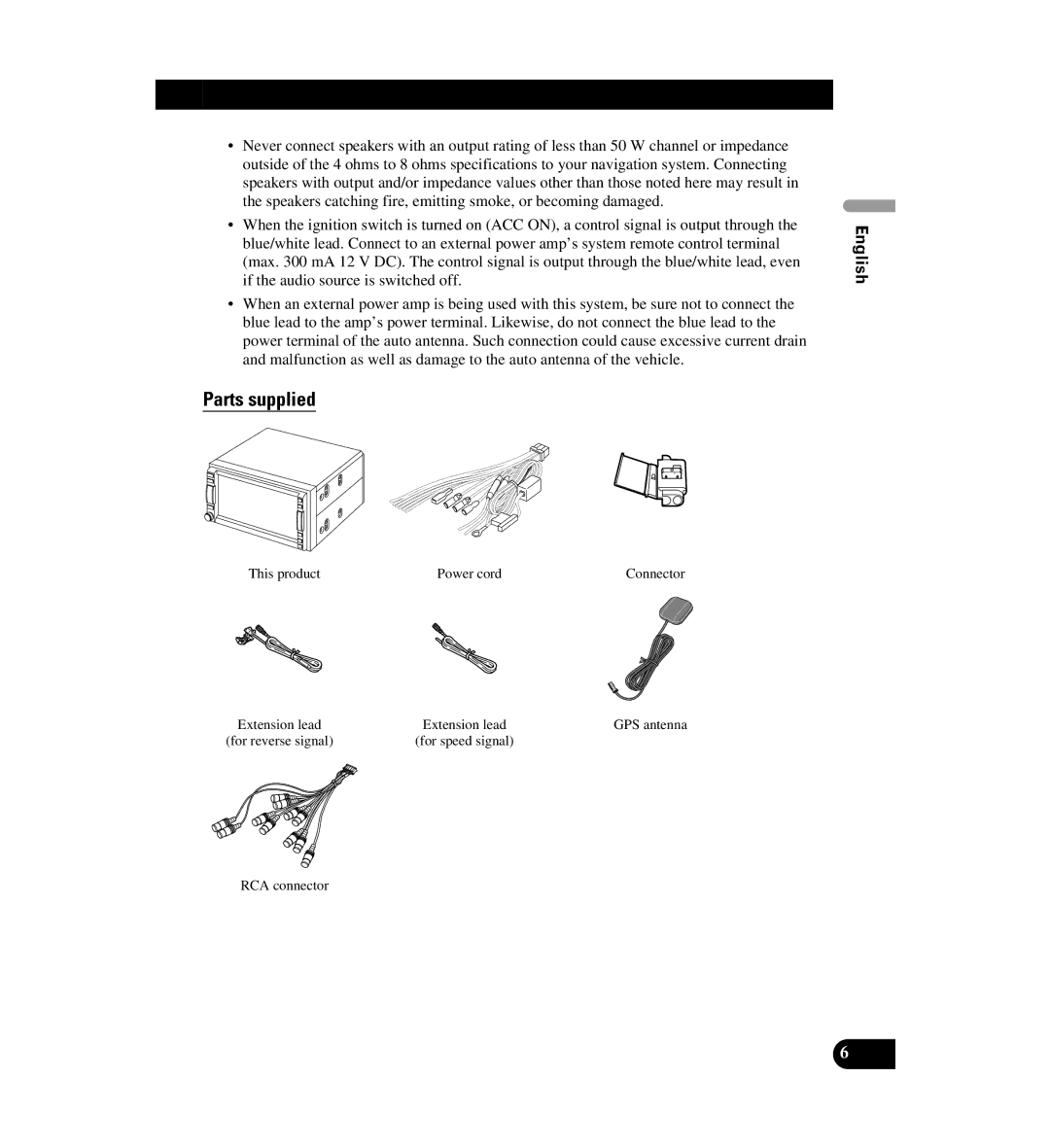 Digital Media AVIC-D1 installation manual Parts supplied 