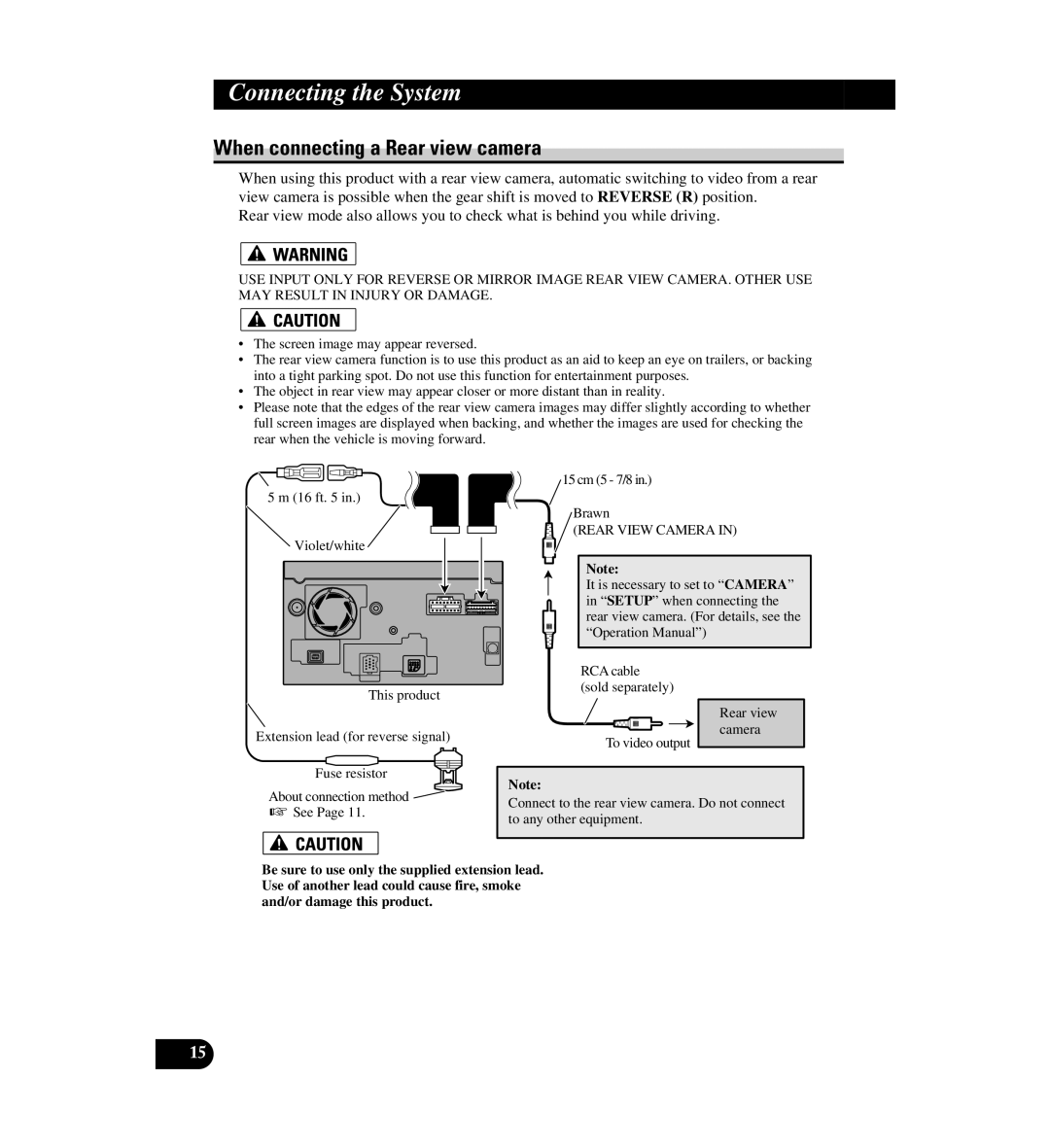 Digital Media AVIC-D1 installation manual When connecting a Rear view camera, Connecting the System 