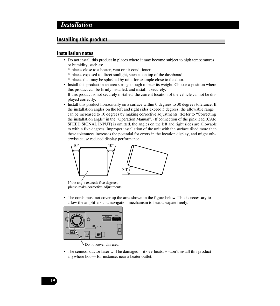 Digital Media AVIC-D1 installation manual Installing this product, Installation notes 