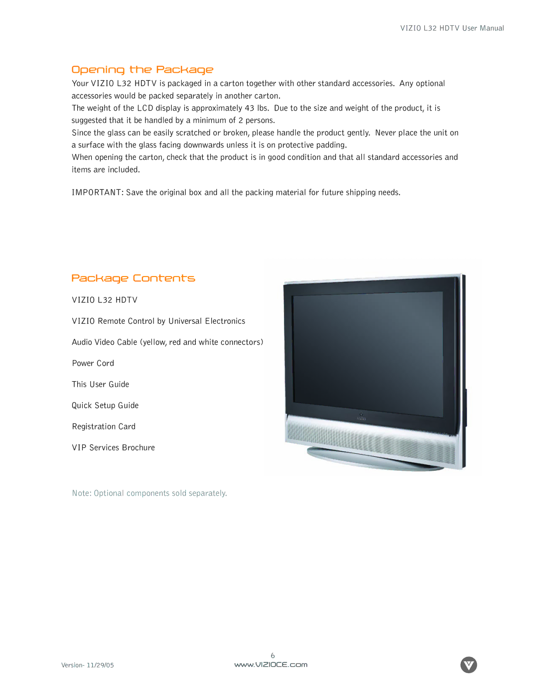 Digital Media Wire L32 manual Opening the Package, Package Contents 