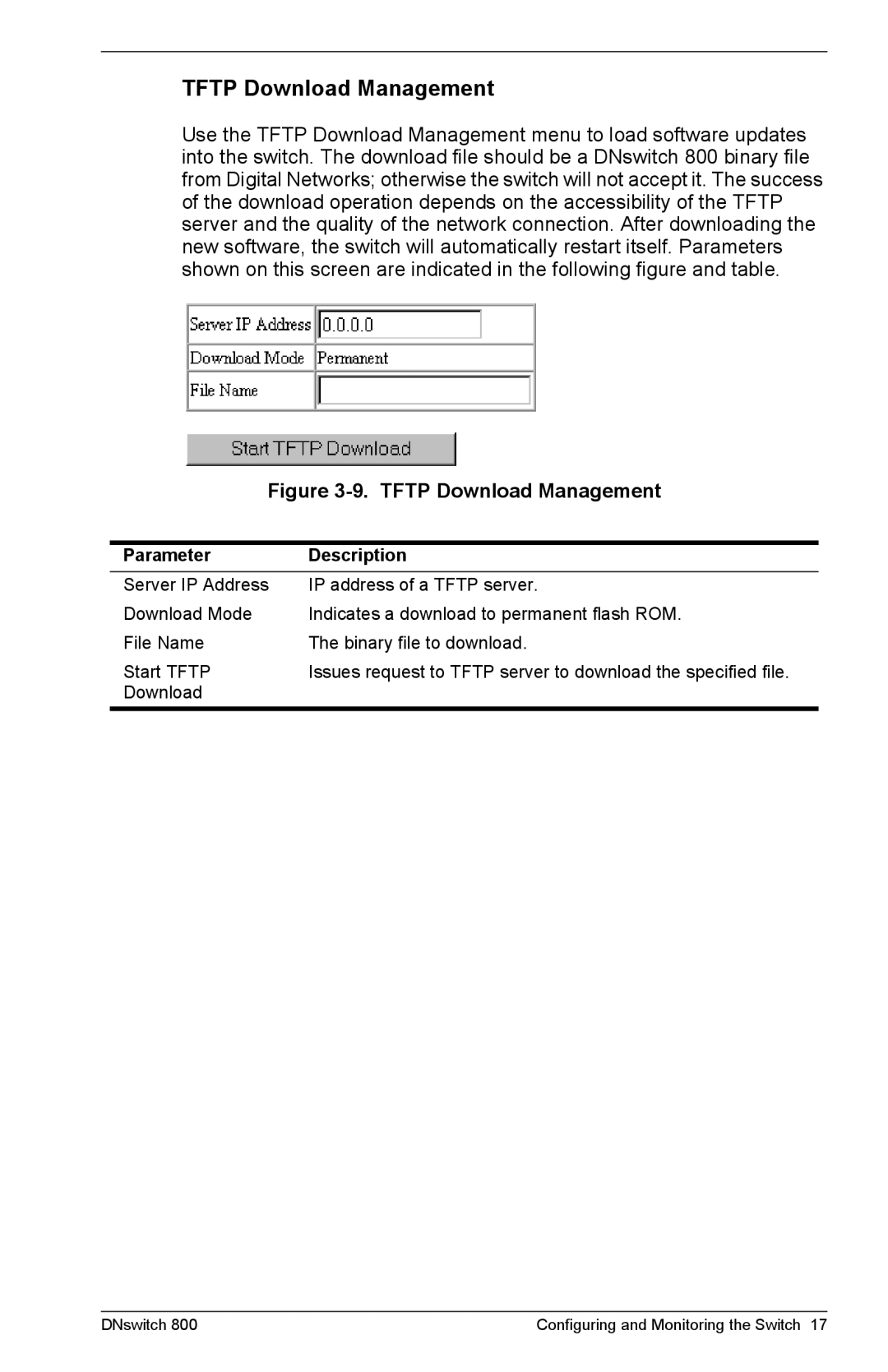 Digital Networks North America DNswitch 800 manual Tftp Download Management 