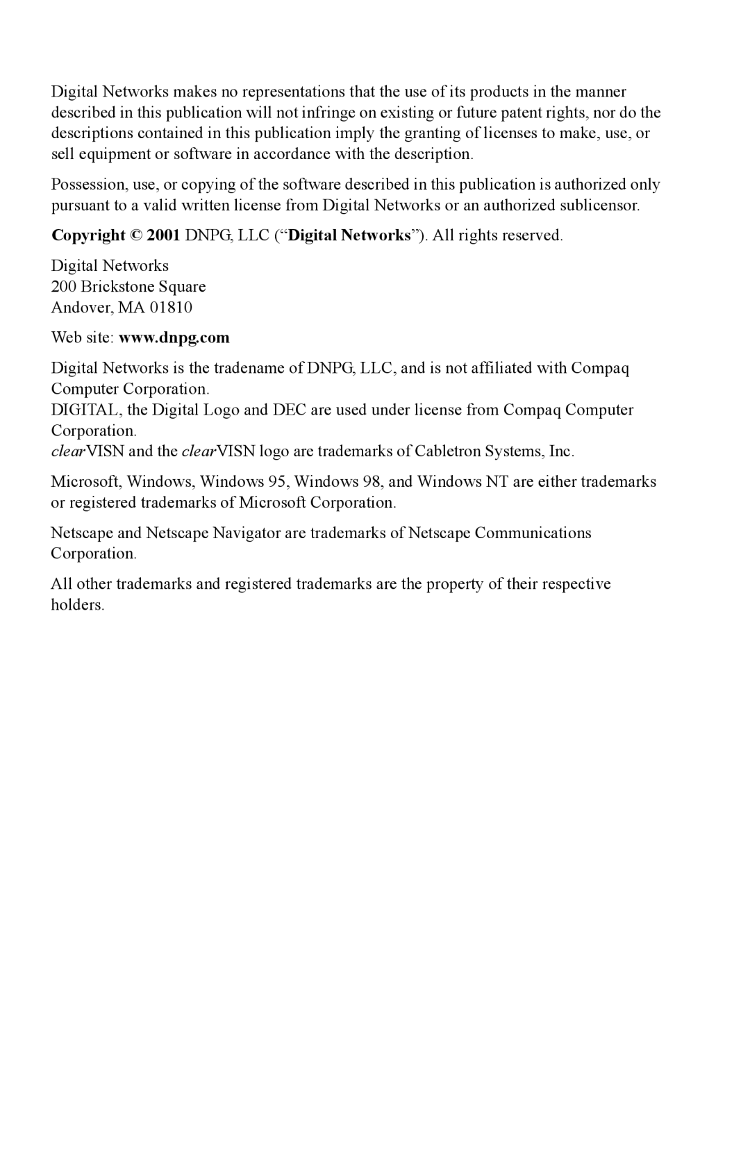 Digital Networks North America DNswitch 800 manual 