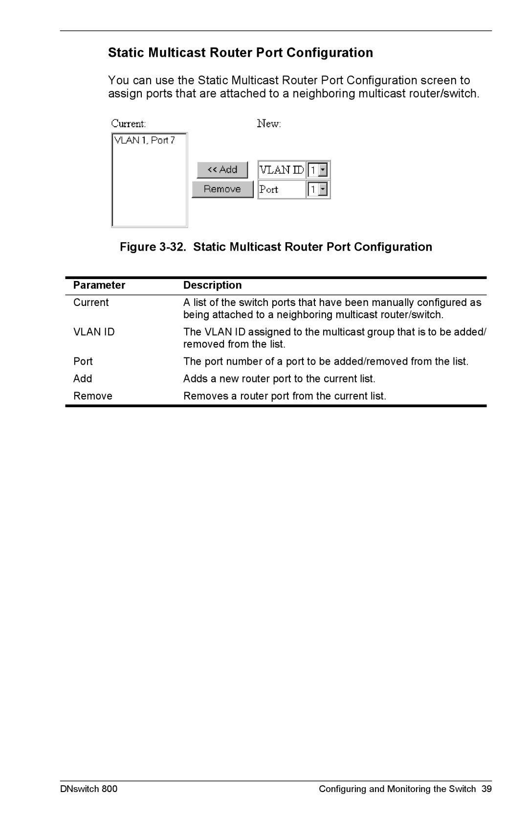 Digital Networks North America DNswitch 800 manual Static Multicast Router Port Configuration 