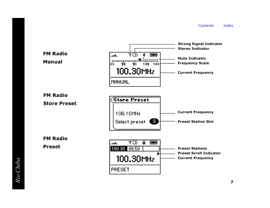 Digital Networks North America Rio Chiba manual FM Radio Manual Store Preset 