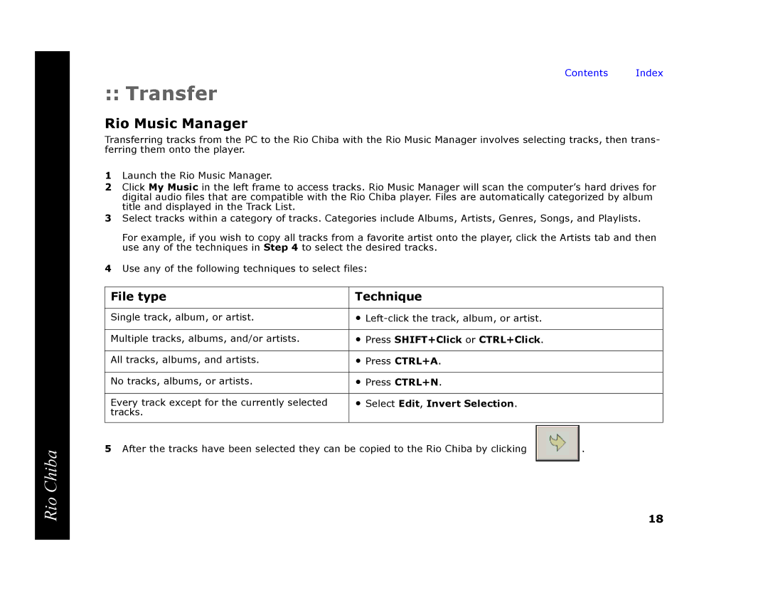 Digital Networks North America Rio Chiba manual Transfer, File type Technique 