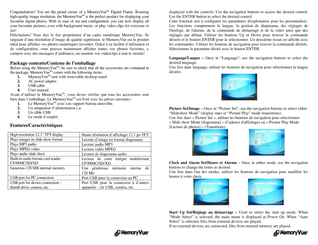 Digital Spectrum 1210 Plus manual Package contents/Contenu de l’emballage, Features/Caractéristiques 