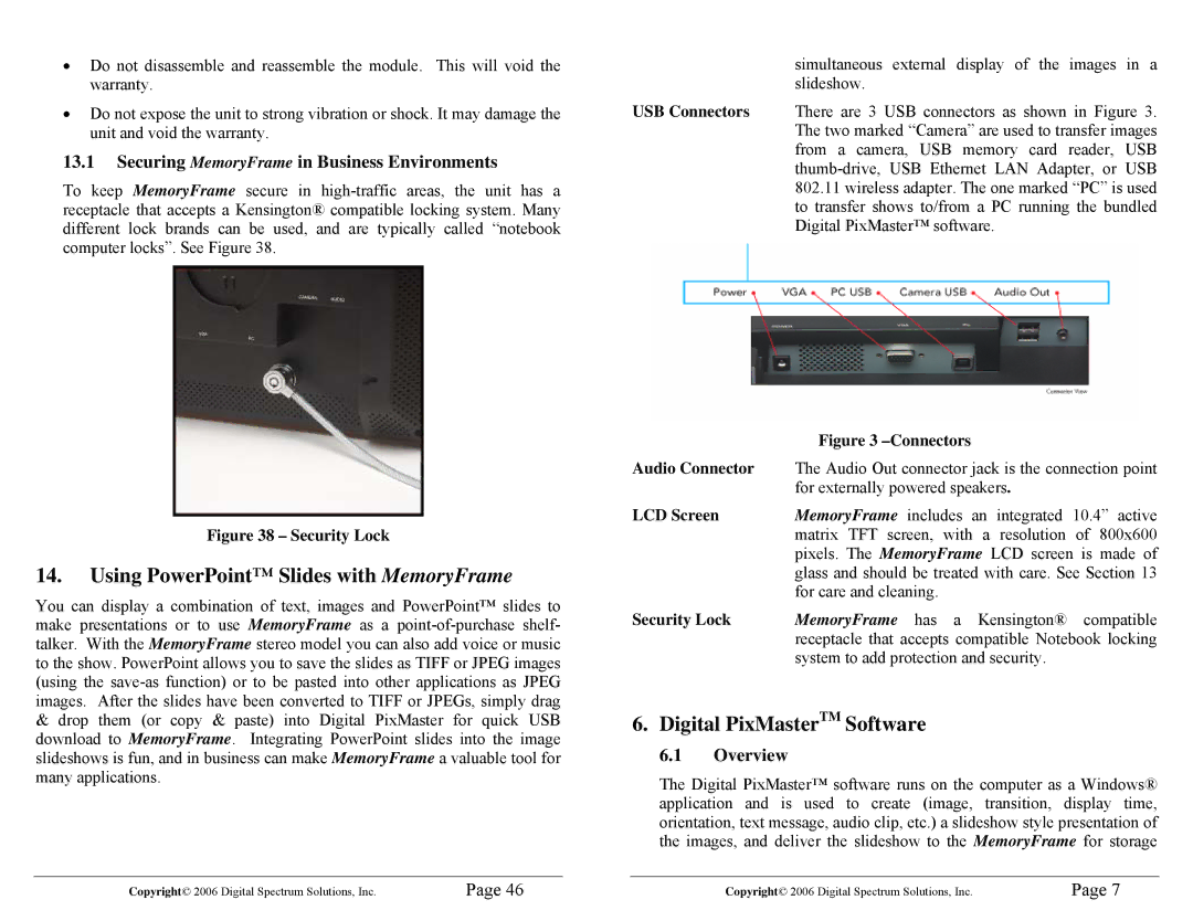 Digital Spectrum 1862-MF-61-7 manual Using PowerPoint Slides with MemoryFrame, Digital PixMasterTM Software, Overview 