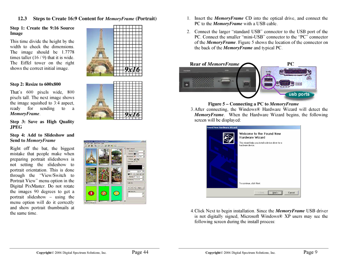 Digital Spectrum 1862-MF-61-7 Steps to Create 169 Content for MemoryFrame Portrait, Create the 916 Source Image, Resize to 