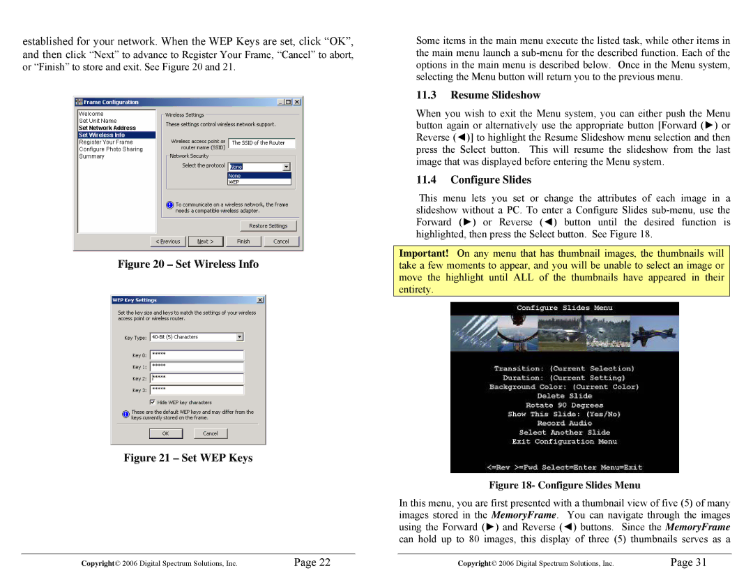 Digital Spectrum 1862-MF-61-7 manual Resume Slideshow, Configure Slides 