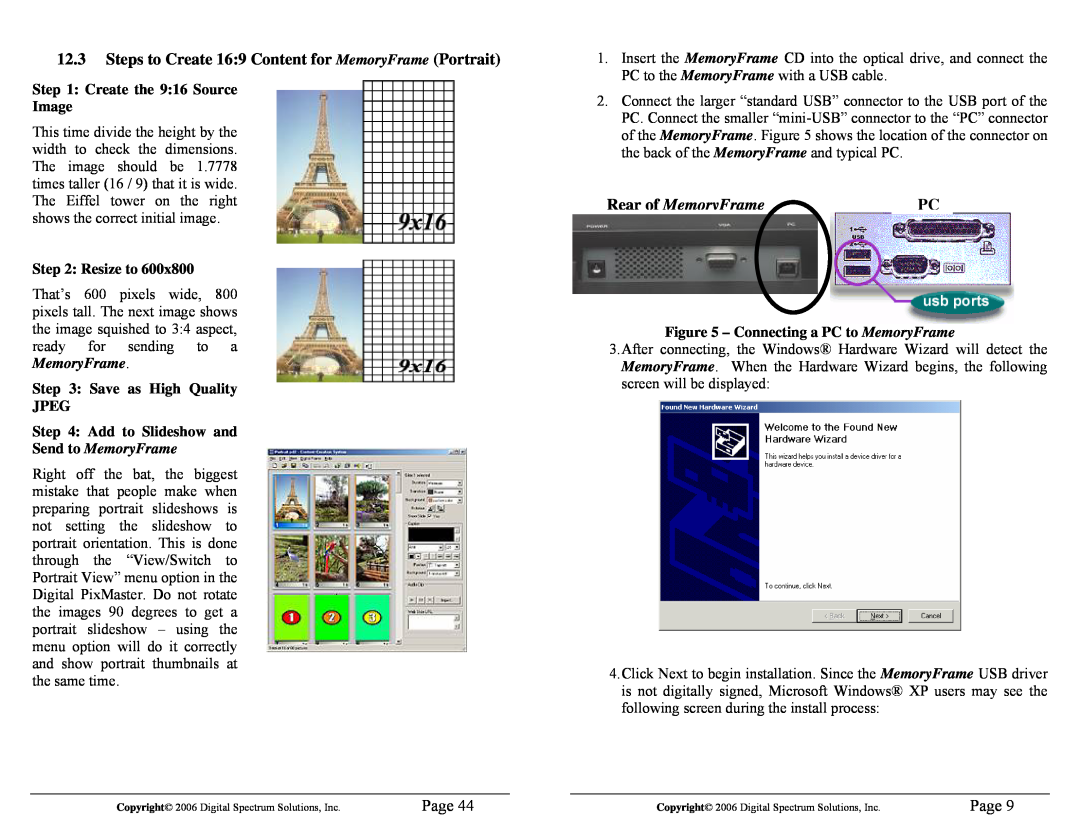 Digital Spectrum 1862-MF-61-7 Steps to Create 169 Content for MemoryFrame Portrait, Rear of MemoryFrame, Page, Resize to 