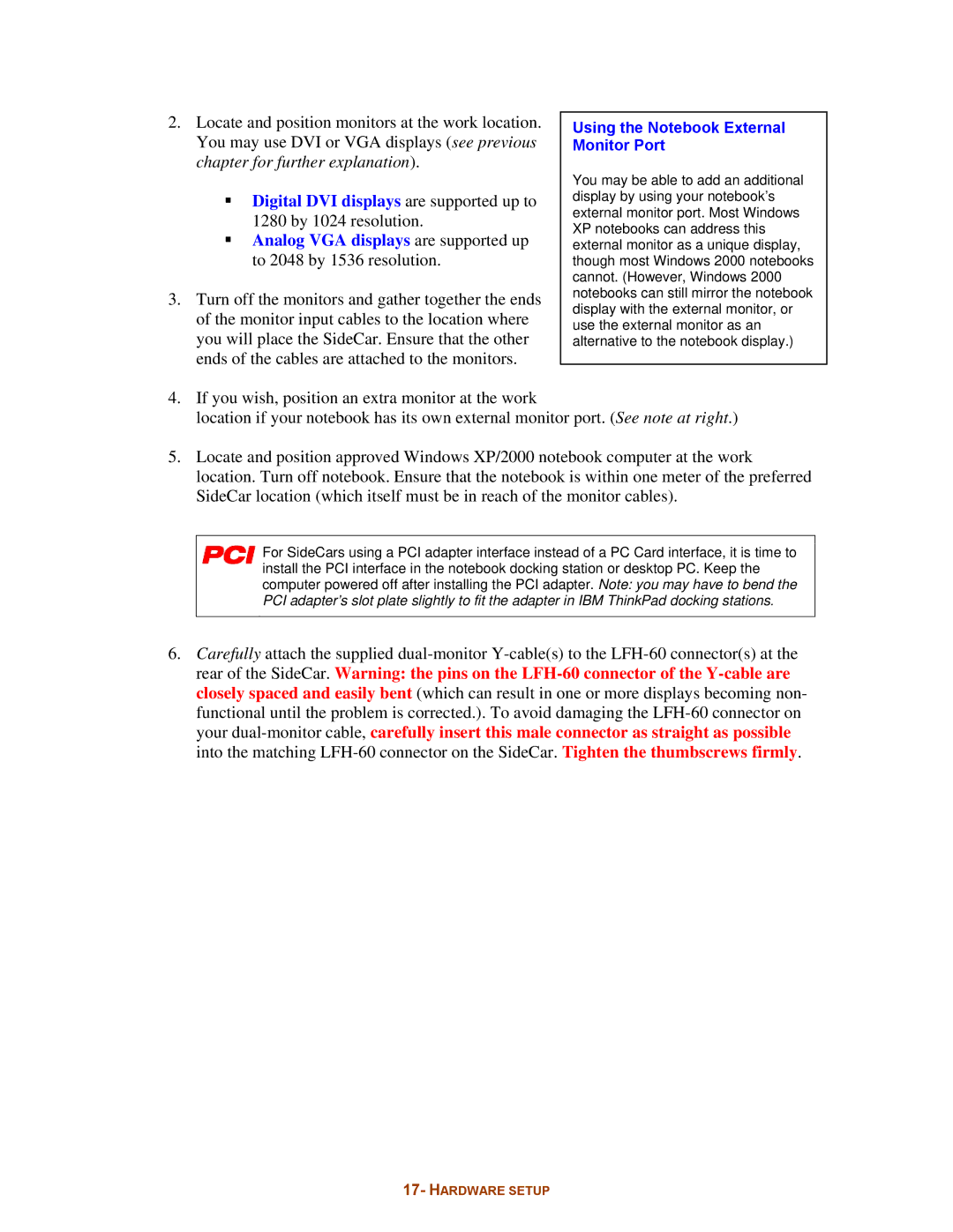 Digital Tigers SideCar MMS Series manual Using the Notebook External Monitor Port 