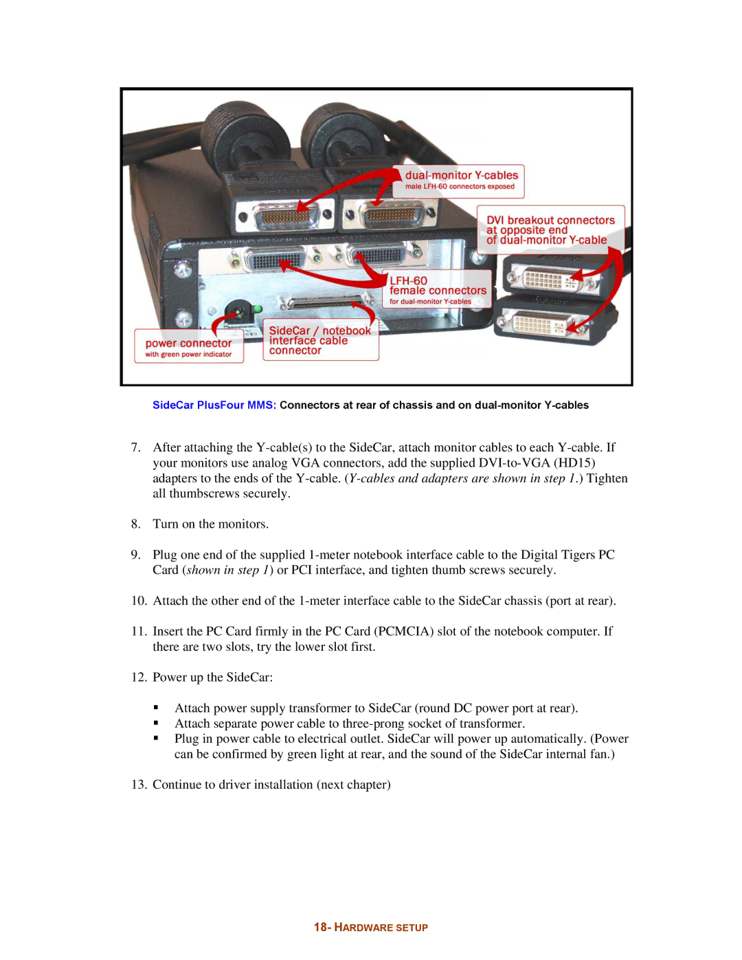 Digital Tigers SideCar MMS Series manual Hardware Setup 