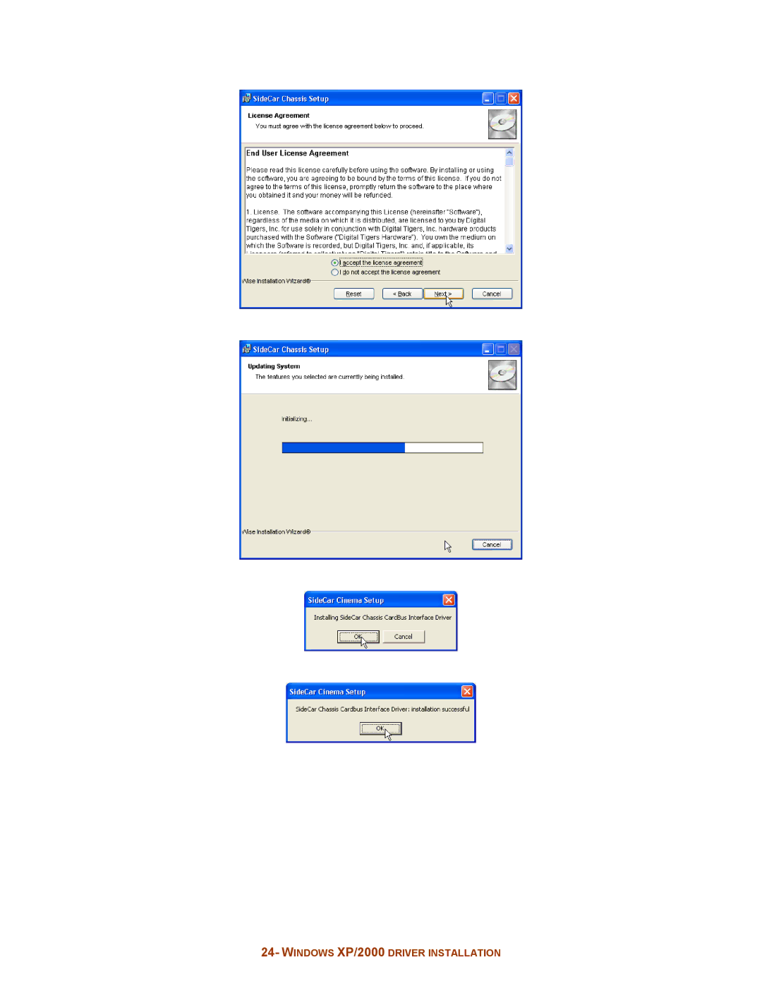 Digital Tigers SideCar MMS Series manual Windows XP/2000 Driver Installation 