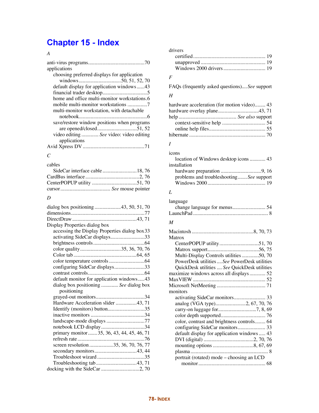 Digital Tigers SideCar MMS Series manual Index 