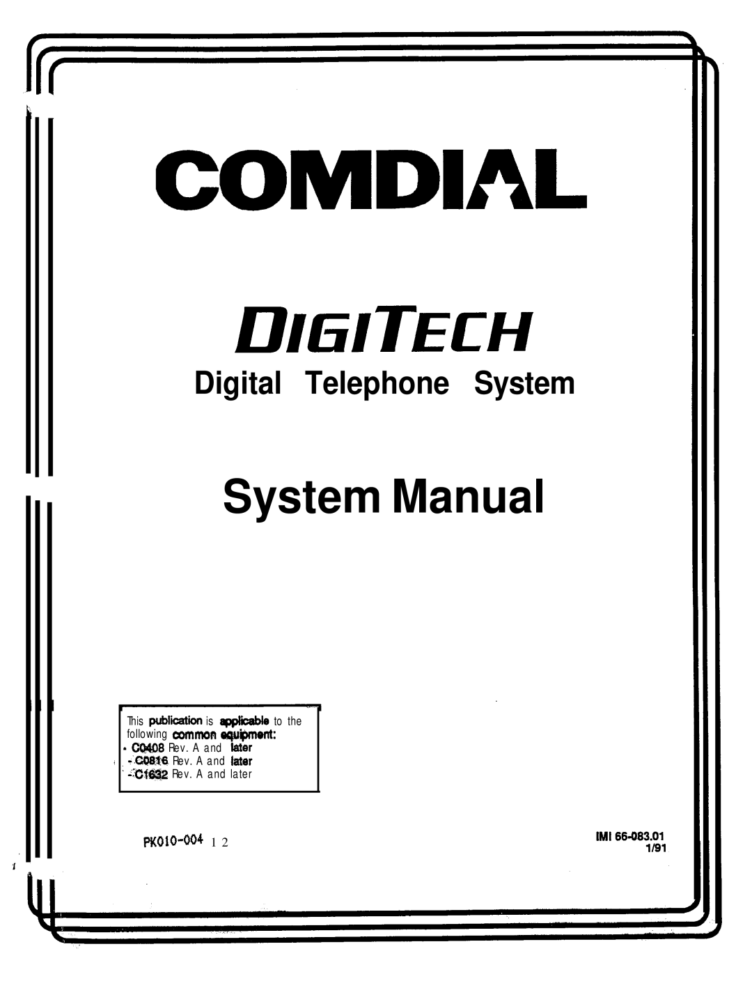 DigiTech C0408 system manual Comdial 