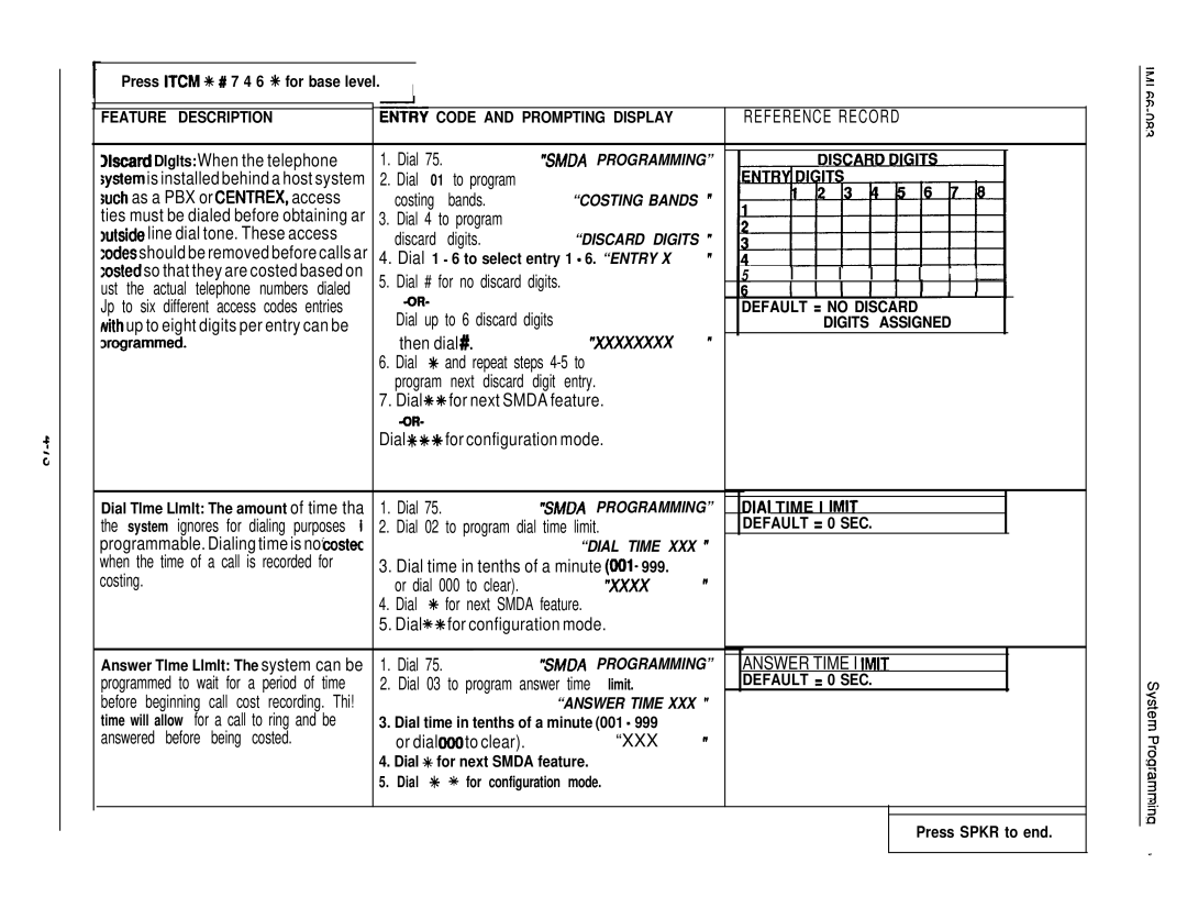 DigiTech C0408 system manual Dial Time, Smda Programming, Answer Time 