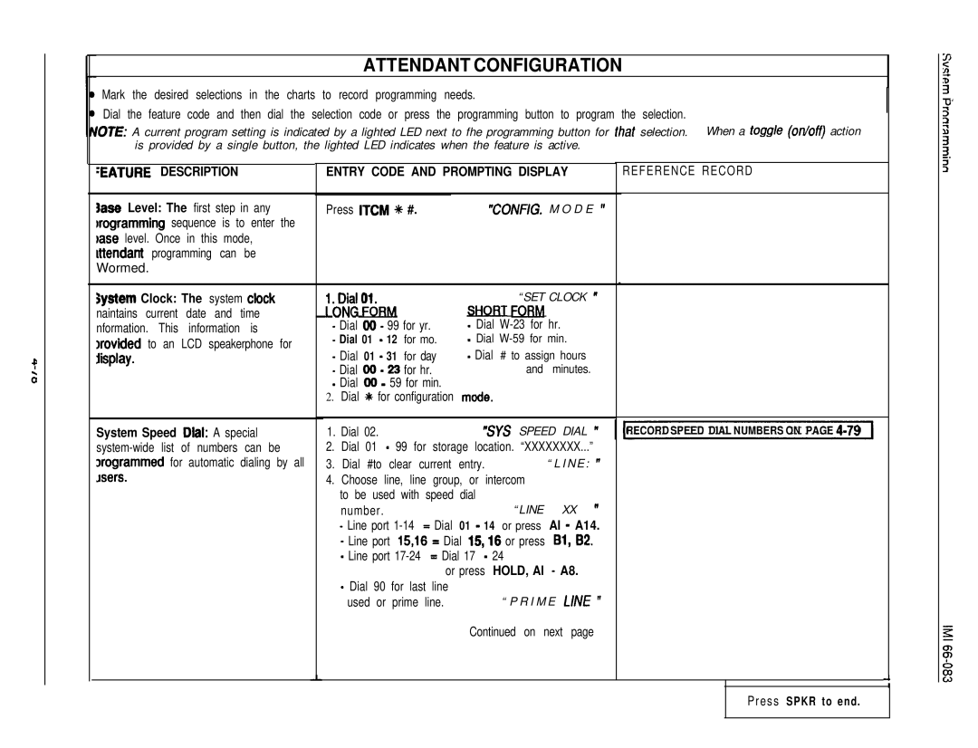 DigiTech C0408 system manual Attendant Configuration 