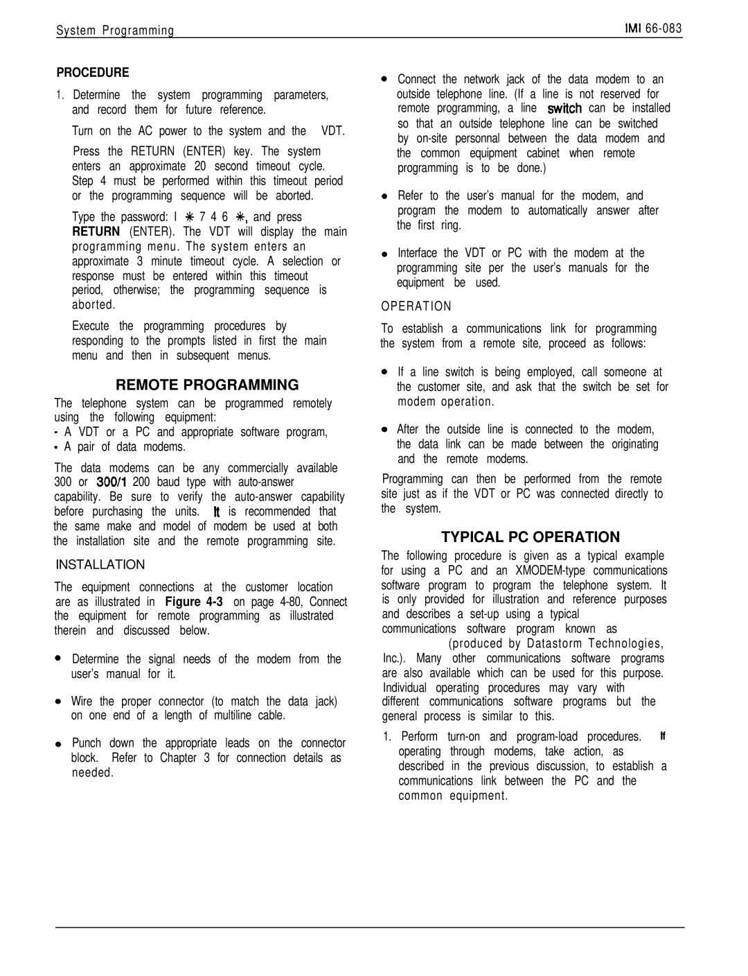 DigiTech C0408 system manual Remote Programming, Typical PC Operation, Procedure, Installation 