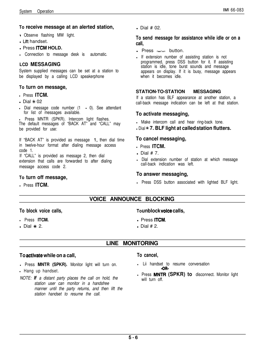 DigiTech C0408 system manual Voice Announce Blocking, Line Monitoring 