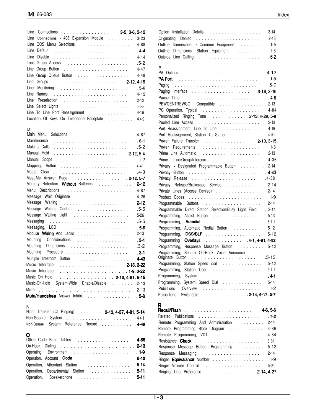 DigiTech C0408 system manual IMI Index 