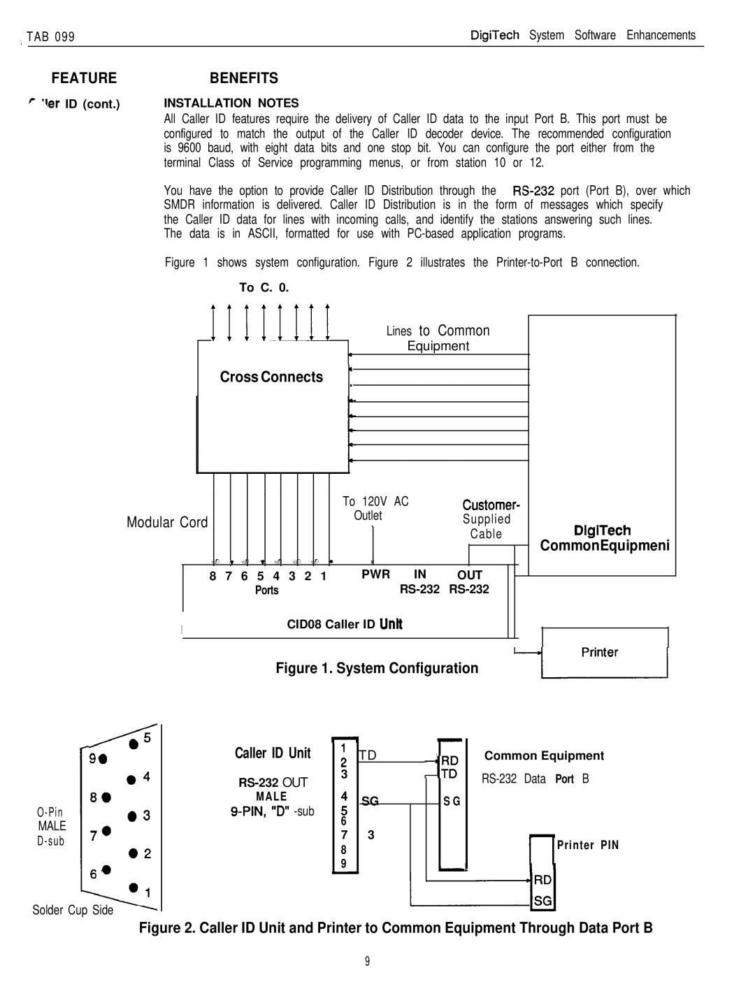 DigiTech C0408 system manual Feature Benefits, Cross Connects, DIgiTech CommonEquipmeni, Caller ID Unit 