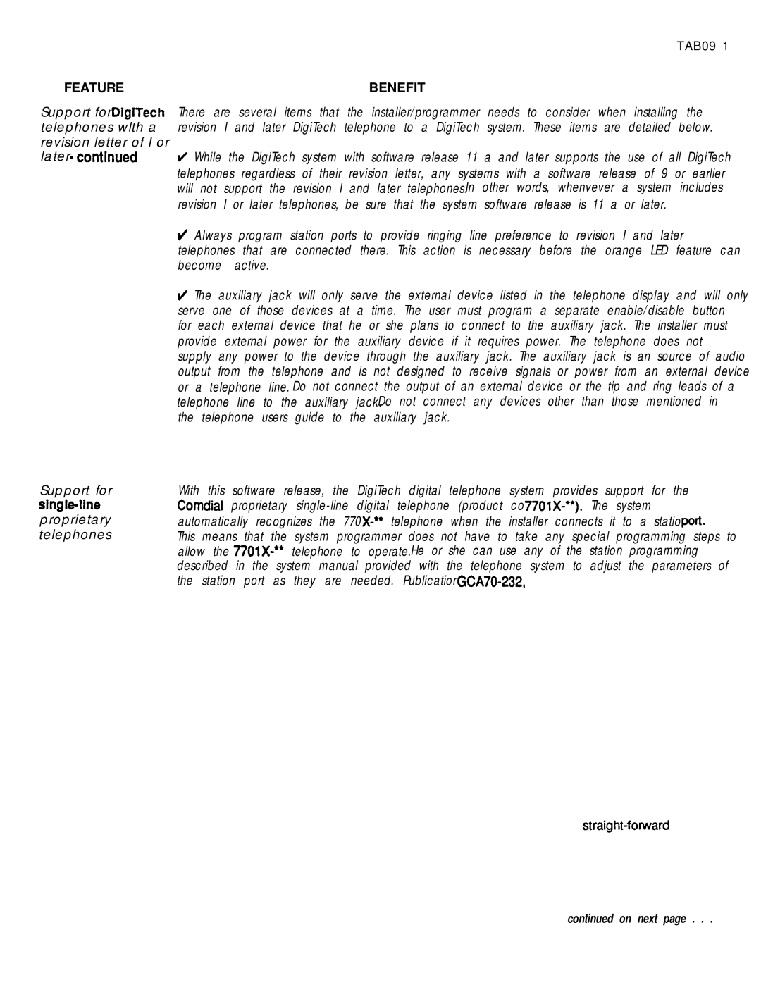 DigiTech C0408 system manual Featurebenefit 