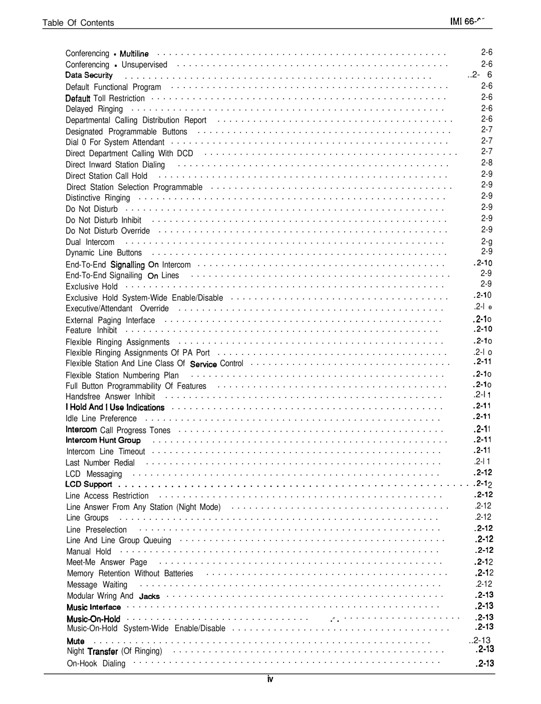 DigiTech C0408 system manual Table Of Contents IMI 66-r 