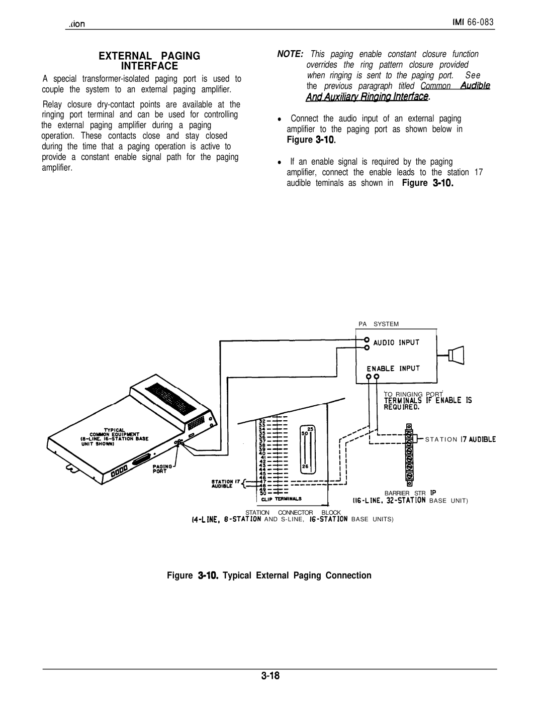 DigiTech C0408 Aon IMI, Overrides the ring pattern closure provided, Special transformer-isolated paging port is used to 