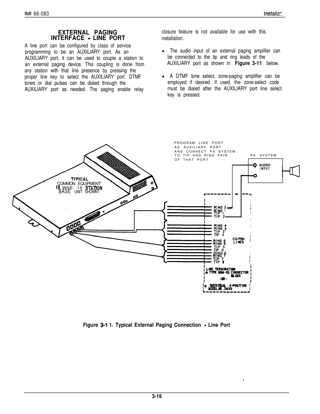 DigiTech C0408 system manual External Paging Interface Line Port, IMI Installa, MDlvIaJJK 6-fosrrlom 