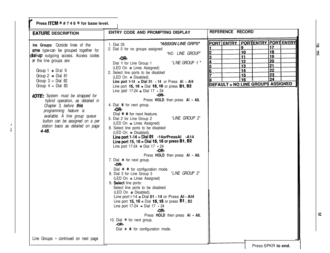 DigiTech C0408 system manual Line groups are, Group 3 = Dial, Group 4 = Dial, Line Groups on next 