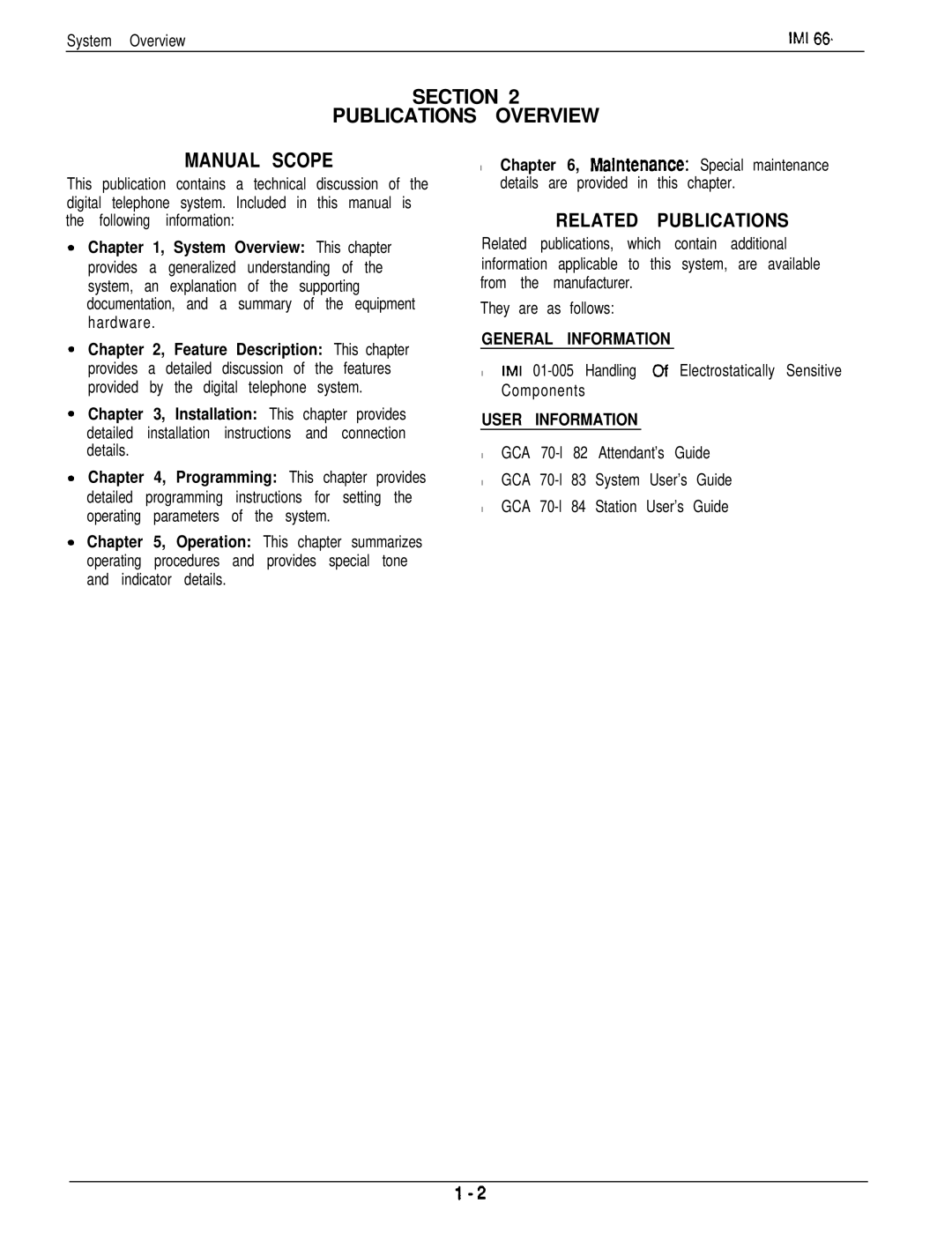 DigiTech C0408 Section Publications Overview Manual Scope, Related Publications, System Overview IMI, General Information 