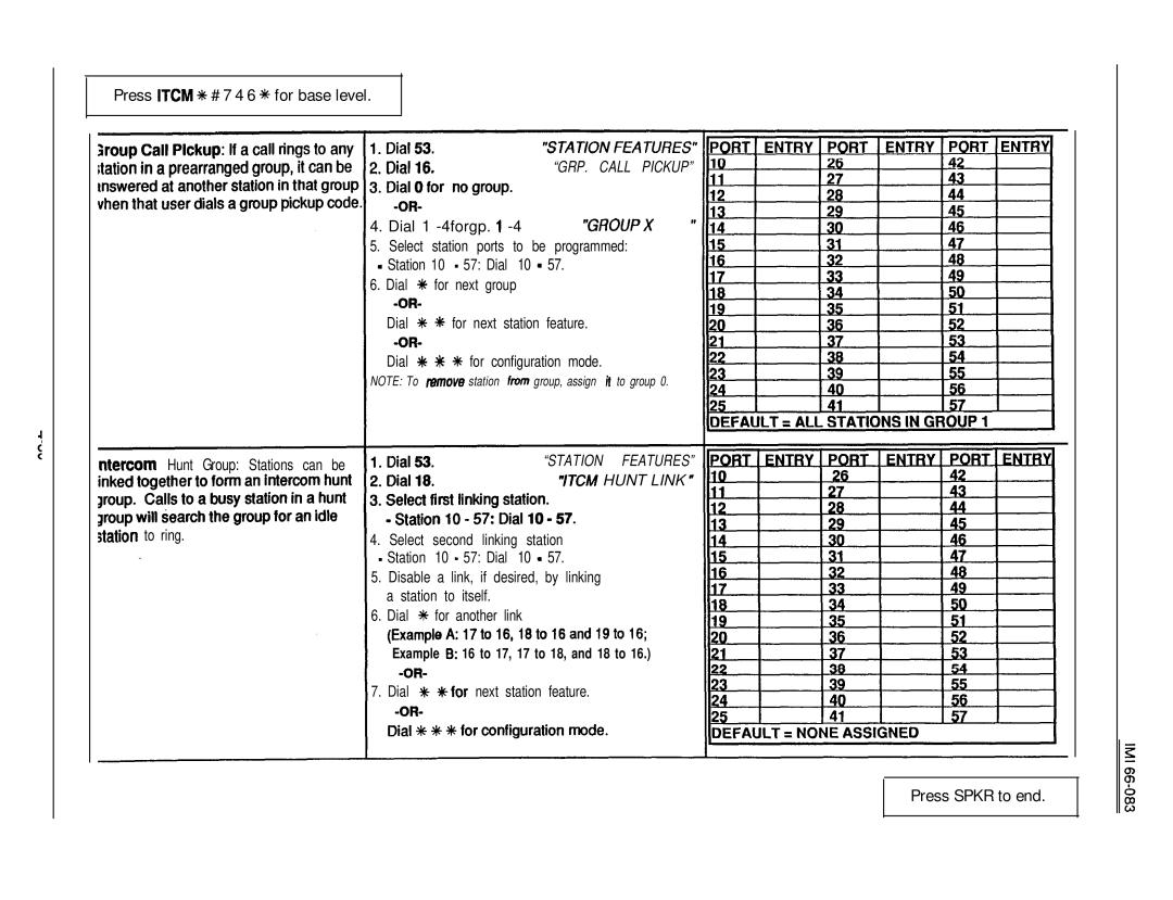 DigiTech C0408 system manual Press Itcm ++ # 7 4 6 % for base level, Ntercom, Press Spkr to end 