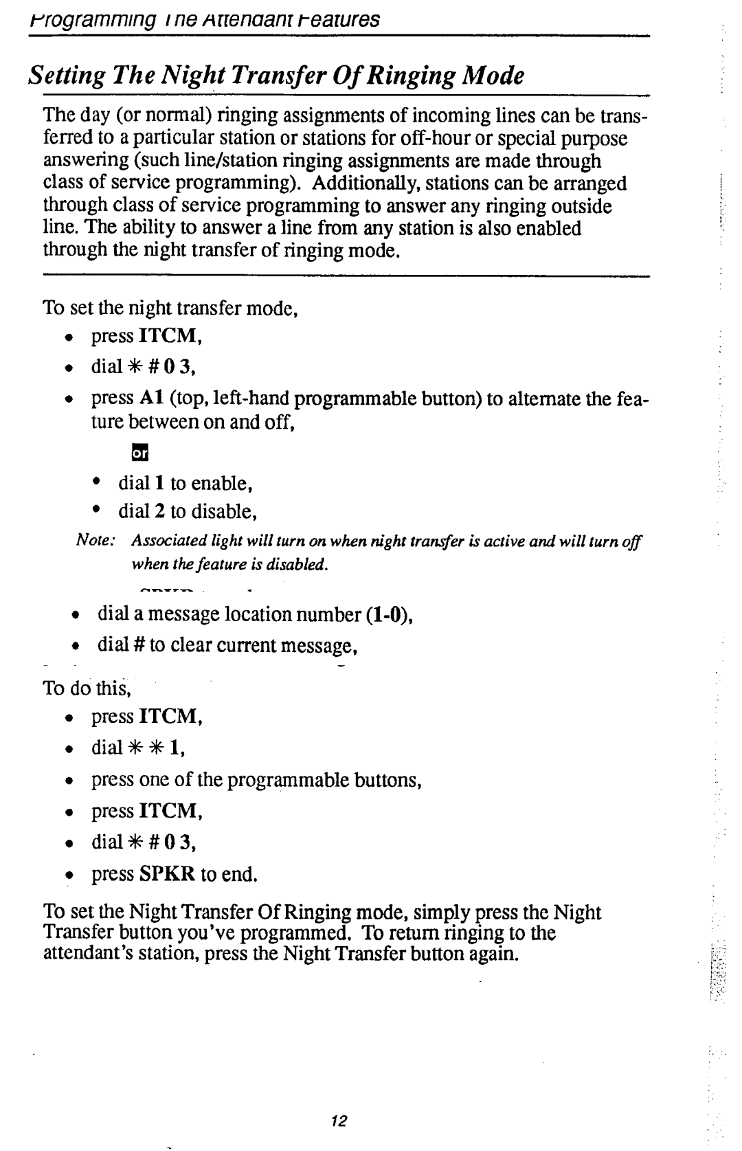 DigiTech CO408 manual Setting The Night Transfer Of Ringing Mode, Dial+k#OO PressSPKR to end 