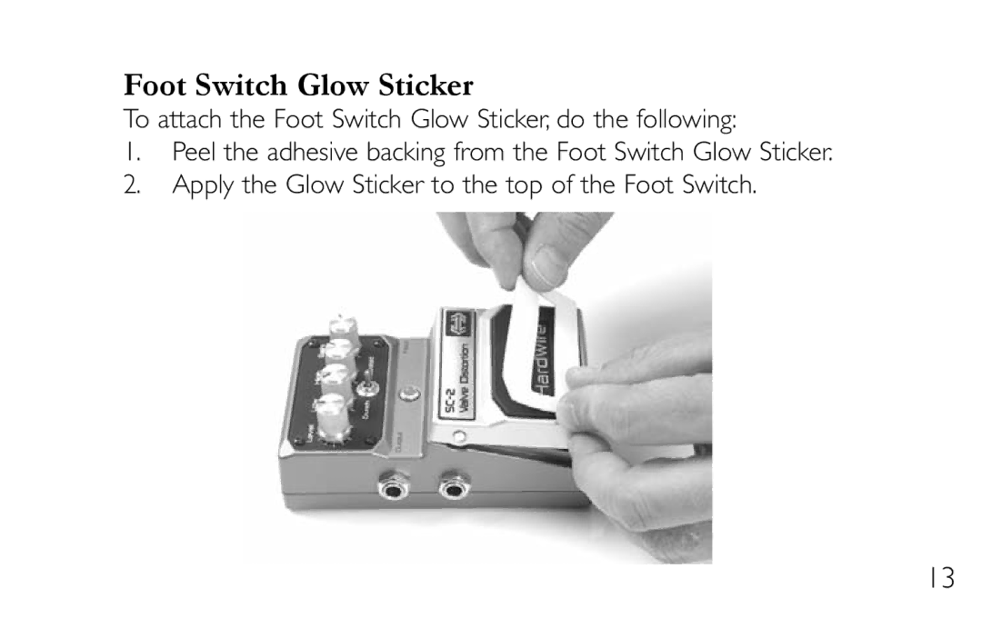 DigiTech CR-7 manual Foot Switch Glow Sticker 