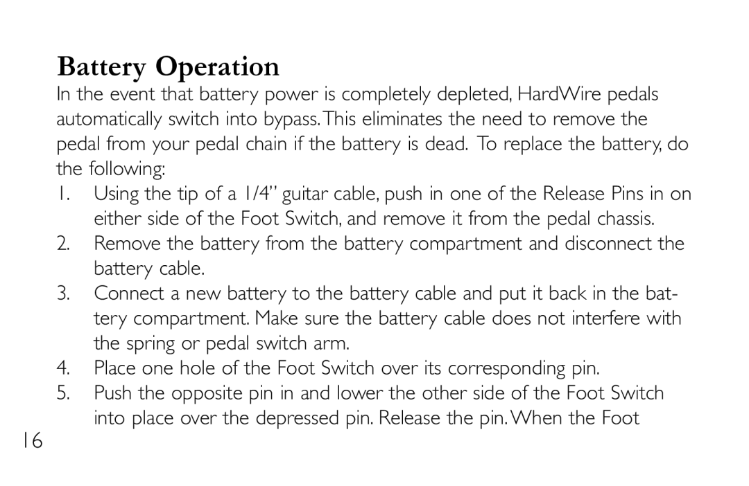 DigiTech DL-8 manual Battery Operation 