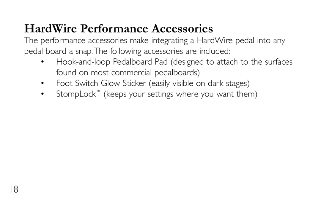 DigiTech DL-8 manual HardWire Performance Accessories 