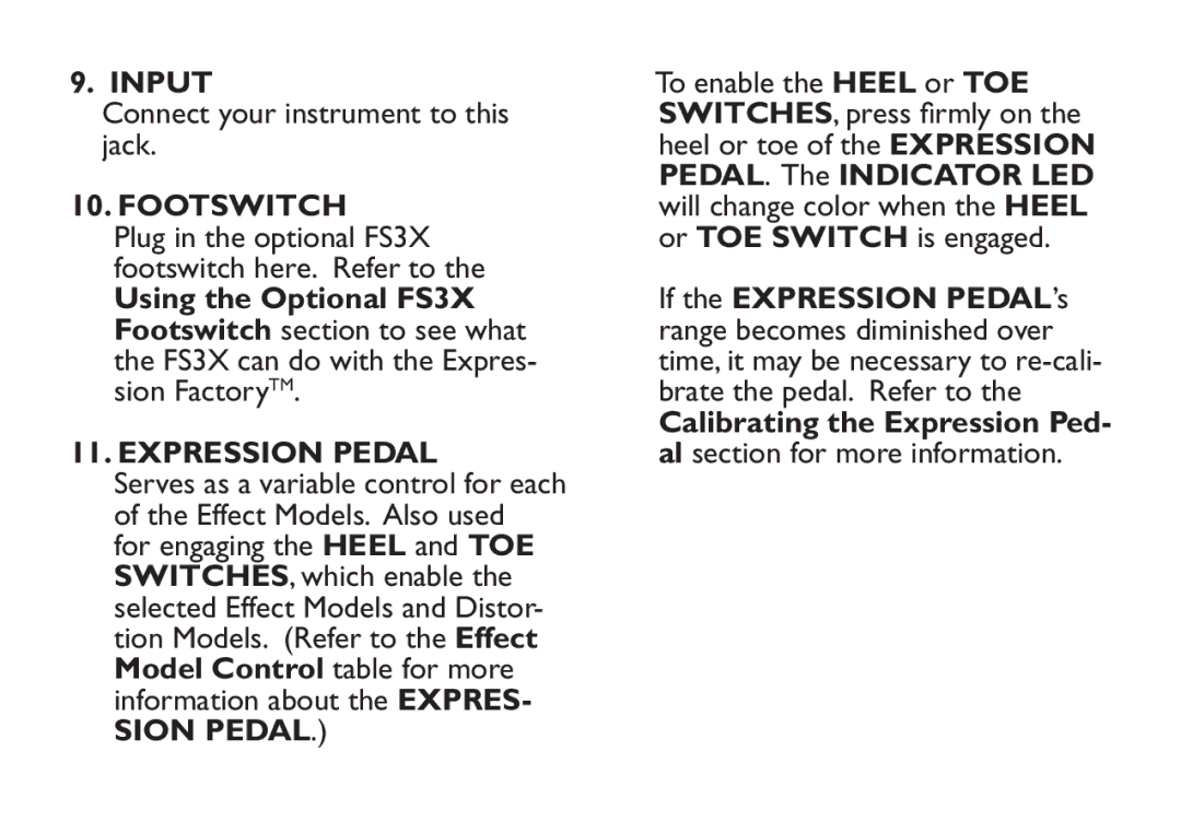 DigiTech EX-7 manual Input 